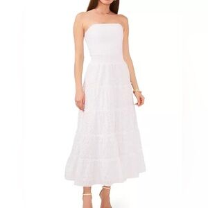 1.STATE Cotton Eyelet Tiered Maxi Dress White